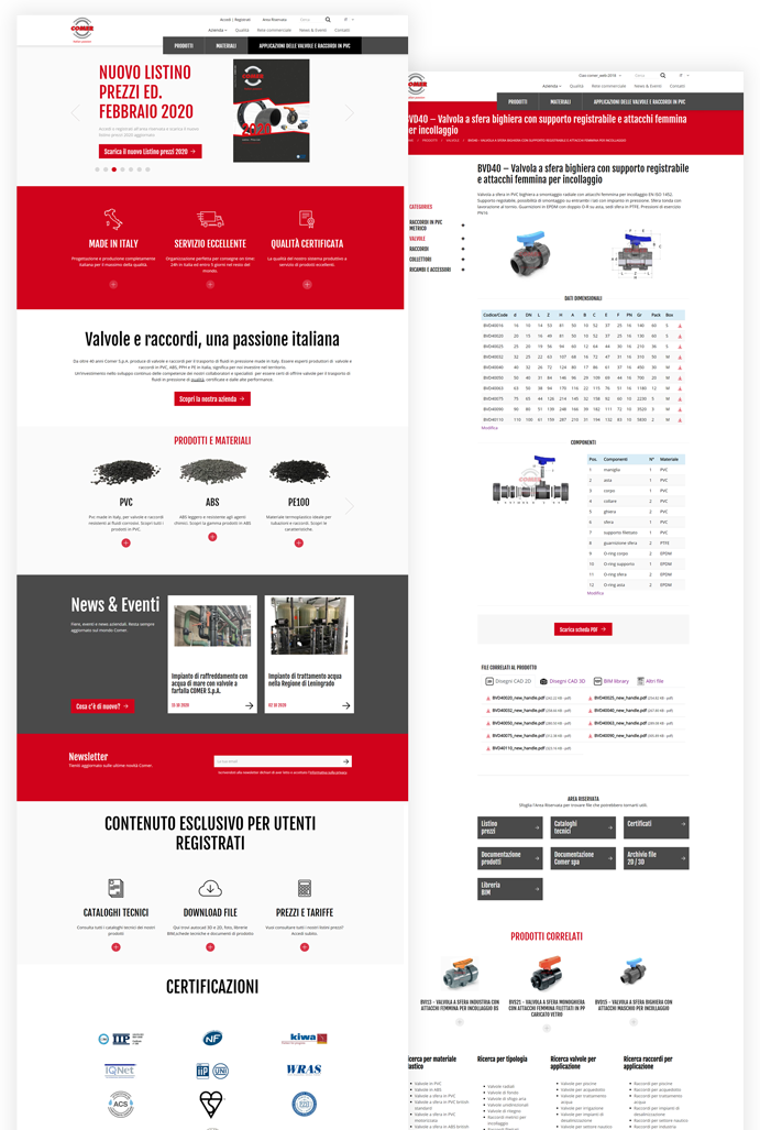 Immagini tratte dal sito di Comer realizzato da Navoo con il CMS WordPress