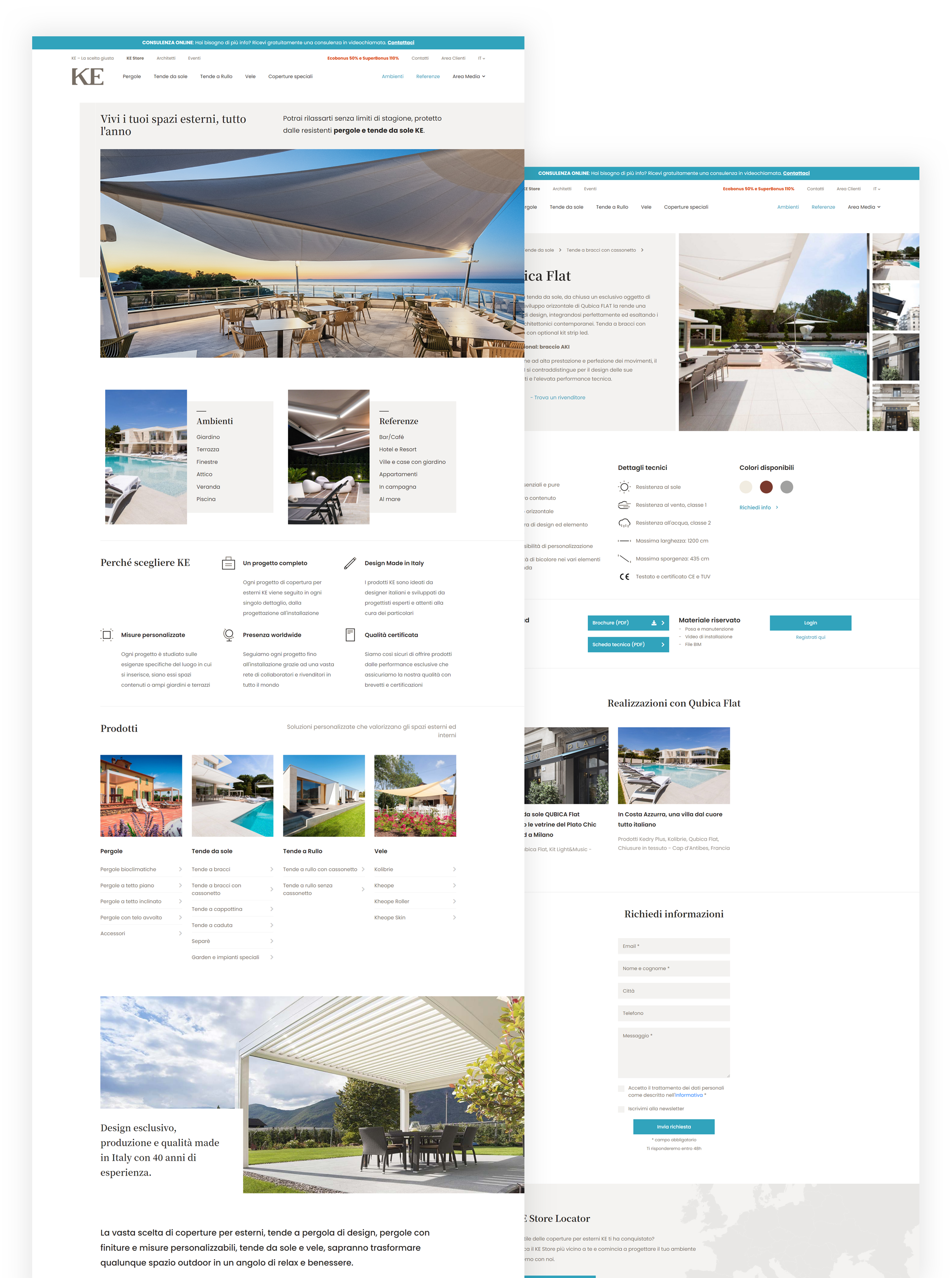 Immagini tratte dal sito di Ke Outdoor Design realizzato da Navoo con il CMS WordPress